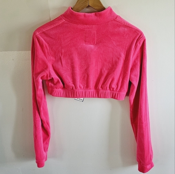 NWT Jeremy Scott Adidas Originals JS Track Crop Top Jacket Velour Solar Pink L - Picture 8 of 8